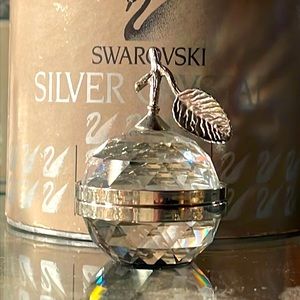 Swarovski Signed  Rhodium Apple Photo Frame